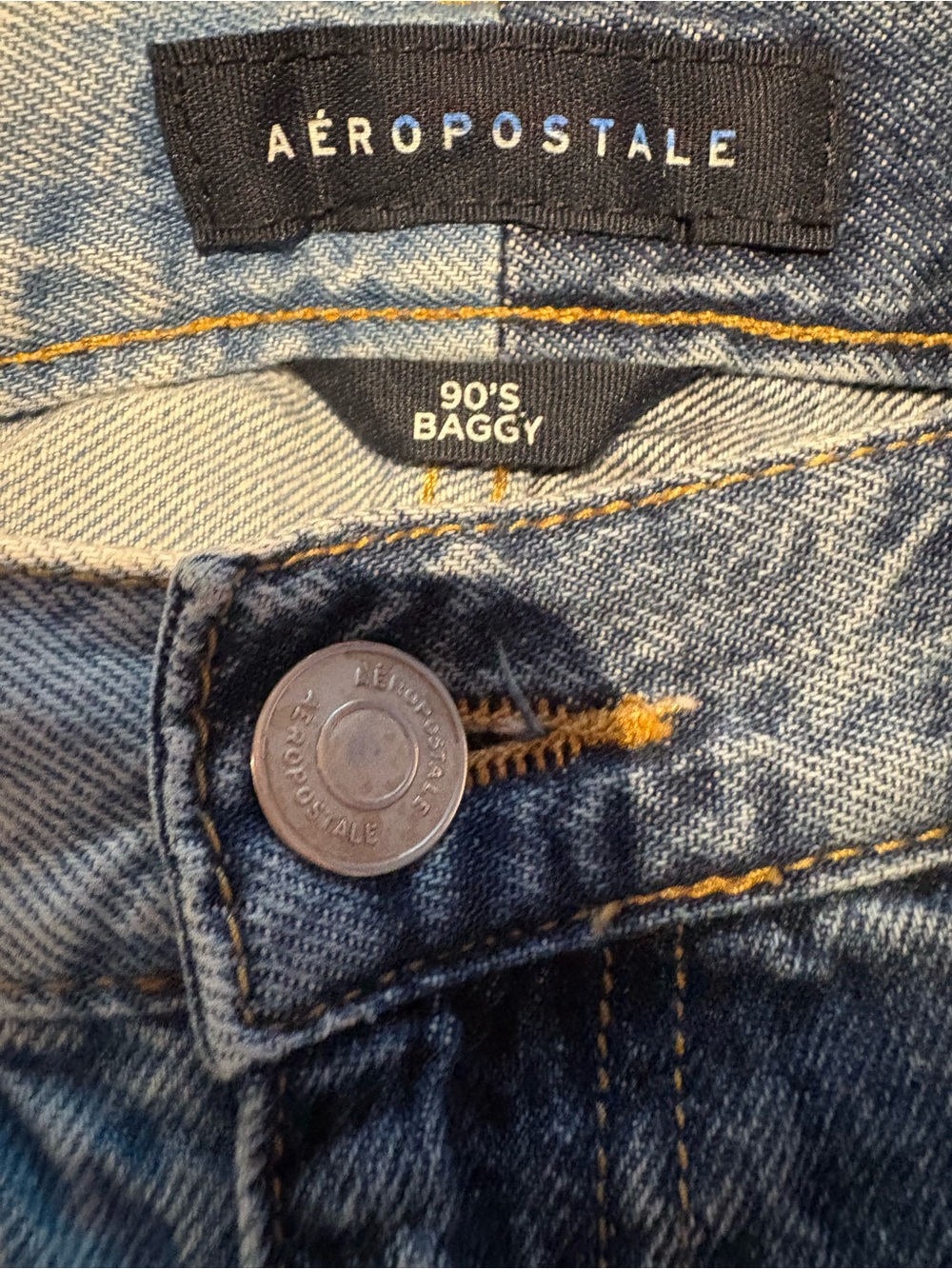 Aeropostale 90’s Baggy Two-Tone Blue wide leg Jeans - Picture 6 of 7